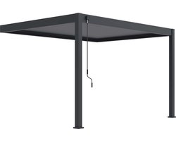 Orion Wall overkapping - 300 x 400 cm - antraciet - Weerbestendig en Luxe uitstraling - Volledig Aluminium Terrasoverkapping - Perfect te gebruiken als Tuinprieel/Carport/Veranda/Pergola