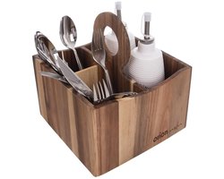 Orion Wooden Serie - Houten Bestekhouder - 3 Vakken - Acaciahout - Gemakkelijk Draagbaar