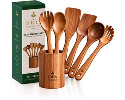 Oris Botanica Houten Keukengerei Set 6-delig met Houder - Acaciahout