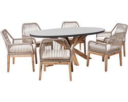 ORISTANO/OLBIA - Tuinset 6-zits - Grijs/Beige/Lichthout - Beton