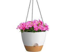 Orivio - Hangende Plantenpotten met Watering Inlet en Zelf Water gevende Plantenbak voor Binnen en Buiten Planten - Wit - Inclusief Drainagegaten.