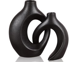 Orivio - Set van 2 witte keramische vazen: moderne boho en Scandinavische minimalistische decoratie voor eettafel, tafelopzetstuk, woonkamer, bruiloft, thuis, eetkamer, kantoor.