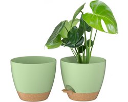 Orivio - Zelfwaterende Plantenpotten 25 cm Groen Set van 2 - Binnen Buiten Plantenbakken met Drainagegaten