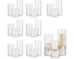 Orkaan Glas Kaarshouder 24 - Pillar Kaarshouders Voor Woonkamer - Huisdecoratie - Decoratieve Duidelijke Cilinder Vaas Voor Bloemen - Theelicht Drijvende Votive Sticks Kaarsen - Kerstmis Deco