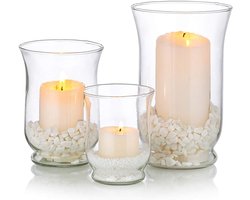 Orkaan Kaars Houder - 3 Stks Glazen Pijler Kaarsenhouder - Clear Hurricane Vaas - Kerst Halloween Centerpieces - Fit voor Theelicht Votive Pijler Drijvende Kaars - Bruiloft Tafel Eetkamer Tuin Decor