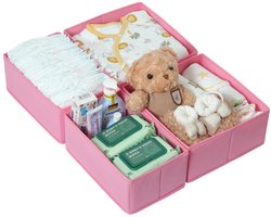 ORLISA Set van 4 lade-organizers, compatibel met PAX-garderobekast 50x58 cm, opvouwbaar en stabiel, opbergdozen voor kleding, in roze