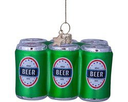 Ornament Glass 6 Pack Beer H6 cm