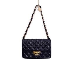 Ornament glass black fashion bag H7cm