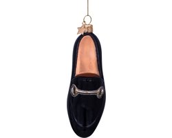 Ornament glass black gold loafer H10cm
