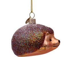 Ornament glass brown hedgehog H6cm