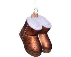Ornament Glass Brown Suede Boots - Kerstbal Uggs – Glazen Ornament in de Vorm van Warme Laarzen van Vondels (7 cm)