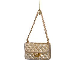 Ornament glass champagne opal fashion bag H7cm