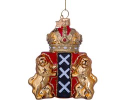 Ornament glass gold shield of Amsterdam H9.5cm w/box