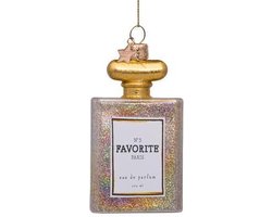 Ornament glass transparent oil perfume w/glitters H10cm