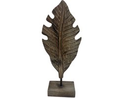 Ornament hout blad veer vintage bruin 46 x 18,5 cm | 821857 | Home Sweet Home | Stoer & Sober Landelijke Woonstijl