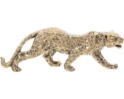 Ornament messing bureau sculptuur met luipaardmotief en dierdecor op tafel - Goudkleurige luipaard standbeeld - Dieren ornament voor desktop en presse-papier