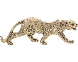 Ornament messing bureau sculptuur met luipaardmotief en dierdecor op tafel - Goudkleurige luipaard standbeeld - Dieren ornament voor desktop en presse-papier
