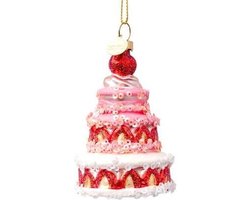 Ornament multi strawberry cake H9cm