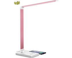Ortho® - Bureaulamp - Bedlamp - Leeslamp - Nachtlamp - LED - Kleur licht, van Warm Wit tot Daglicht - Dimbaar - met USB oplaadpoort - Rose/Pink
