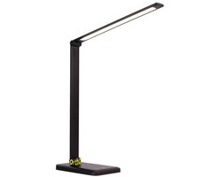 Ortho® - Bureaulamp - Bedlamp - Leeslamp - Nachtlamp - LED - Kleur licht, van Warm Wit tot Daglicht - Dimbaar - Qi draadloos opladen - USB oplaadpoort - Zwart
