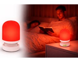 Ortho® - Rood licht nachtlampje - Druklampje - USB-C oplaadbare lamp - 9cm Hoog - Nachtlampje volwassenen - Kinder nachtlampje - Sfeerlamp - Dimbaar - Wit