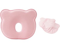 Orthopedisch Baby Hoofdkussen + kussensloop - roze - plat hoofd - 100% KATOEN