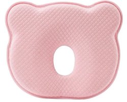 Orthopedisch Baby Hoofdkussen roze - plat hoofd - Katoen - Traagschuim Vulling