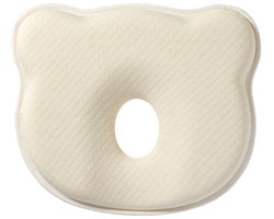 Orthopedisch babykussen met een kern die langzaam terugveert, geschikt voor baby's van 0-1 jaar, zacht kussen, gebroken wit.