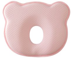 Orthopedisch babykussen met een kern die langzaam terugveert, geschikt voor baby's van 0-1 jaar, zacht kussen, roze.