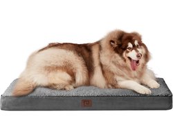 Orthopedisch Hondenbed voor XXL Grote Honden, Wasbaar Pluizig Hondenkussen, Hondermat met Afneembare Hoes voor Bench | Hondenkussen met eierkrat-schuim, afneembare overtrek, antislip onderkant, wollige stof, voor kist en vloer
