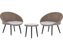 ORTIGIA - Bistroset voor 2 - Lichtbeige - PE rotan