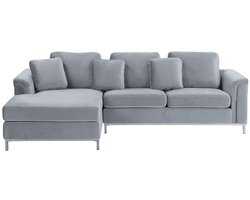 OSLO - Hoekbank - Lichtgrijs - Rechterzijde - 270 cm - Fluweel