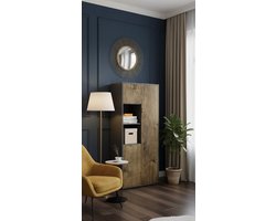 Oslo Luxe Kantoor- & Boekenkast – Bureaukast met 3 Deuren, 2 Open Vakken & Verstelbare Planken – Push-to-Open Design – 180x80x40 cm – Eiken Ribbeck & Antraciet – Moderne Archiefkast voor Kantoor, Thuiskantoor & Woonkamer – Medahomestore