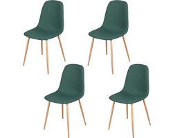 "OSLO" Set van 4 Stoelen in Groene Stof met Metalen Poten in Houtlook