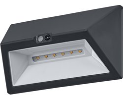 OSRAM Außenwandleuchte, Dark Grey, 1,5 W, 110 lm, 3000 K, 55° Abstrahlwinkel, 25. 000 h Lebensdauer, IP44, PIR-Bewegungsmelder, USB-C-Ladefunktion