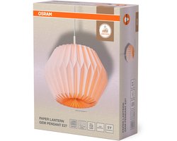 OSRAM DECOR Paper Lantern Gem Pendant light E27 White 350mm, foldable paper light, for modern spaces