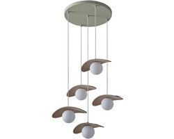 OSRAM DECOR Pearl Hanglamp 5x G9 Beige, hanglamp gemaakt van vilt, Glas en Metaal voor grote Eetkamerlamp
