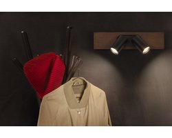 OSRAM DECOR SPOT MERCURY, 2 x 3,4W, 460lm, hout-look, zwart, spot, verstelbare koppen, veelzijdig gebruik, interieurspot, vervangbare ledlampen, warm witte lichtkleur, GU10