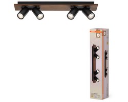 OSRAM DECOR SPOT MERCURY, 4 x 3,4W, 920lm, hout-look zwart, spot, verstelbare koppen, veelzijdig gebruik, interieurspot, vervangbare ledlampen, warm witte lichtkleur, GU10