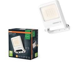 OSRAM ENDURA FLOOD PC 10W LED-schijnwerper, 3000K warm wit, 1000 lumen, IP65 witte schijnwerper, gerecycled materiaal, 180° montagebeugel, wit