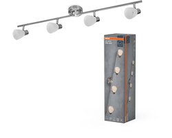 OSRAM LED Spot Vaas Plafondspot 4x G9, Geborsteld Nikkel, Chroom, Staal, verstelbaar, Glazen Diffuser