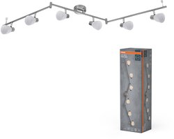 OSRAM LED Spot Vaas Plafondspot 6x G9, Geborsteld Nikkel, Chroom, Staal, verstelbaar, Glazen Diffuser
