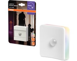 OSRAM LUNETTA VIERKANT nachtlampje incl. daglicht- en bewegingssensor, 0,3W, wit, vierkant design, RGB-kleurenlichteffect met vier lichtuitgangen, ingebouwde EU-stekker, voor gebruik binnenshuis
