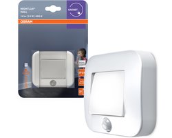 OSRAM NIGHTLUX Halnachtlamp, wit, bewegingsmelder, IP54, op batterijen, 4000 K koudwit, ideaal voor gangen, entrees en flexibele installatie