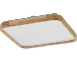 OSRAM ORBIS Alicia LED plafondlamp met houtdecor, 24W, 1600lm, 3000K, 395x395mm, vriendelijk warm wit, dimbaar door te klikken, IP20 bescherming, inclusief montageschroeven en pluggen