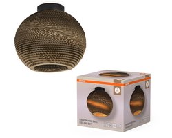 OSRAM plafondlamp Decor Cardboard Ball bruin van golfkarton, lichtgewicht, E27, 260 mm diameter, lampenkap van gerecycled materiaal, duurzaam dankzij vervangbare lichtbron, eenvoudig te installeren