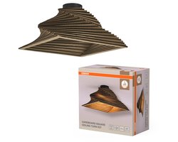 OSRAM plafondlamp Decor Cardboard Square Turn bruin van golfkarton, E27, 400 mm diameter, lampenkap van gerecycled materiaal, duurzaam dankzij vervangbare lichtbron, eenvoudig te installeren