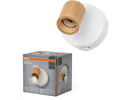 OSRAM Spot Brick wandlamp 1xGU10 wit hout, spot verstelbaar met schakelaar, woonkamer modern metaal hout