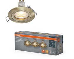 OSRAM Spot Set LED inbouwspot GU10 4,5W gepatineerd messing Click, 2700K warm wit, aluminium, klikbevestiging, set van 3