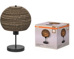 OSRAM tafellamp Decor Cardboard Ball bruin van golfkarton, lichtgewicht, E27, 260 mm diameter, lampenkap van gerecycled materiaal, duurzaam dankzij vervangbare lichtbron, eenvoudig te installeren